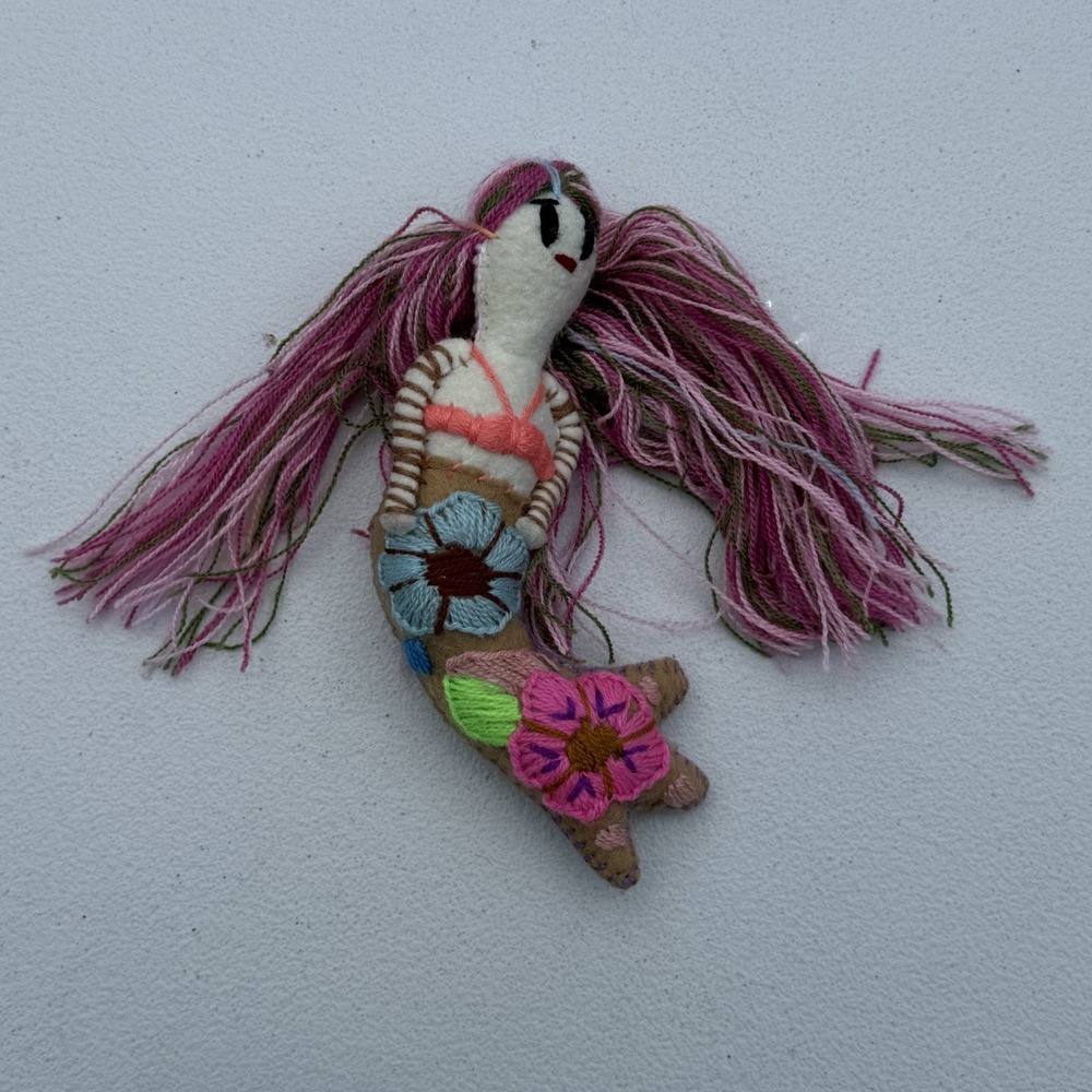 Mermaid Hand Embroidered Felt Plush‎ Stuffed Toy Mayan Chiapas Mexico Folk Art
